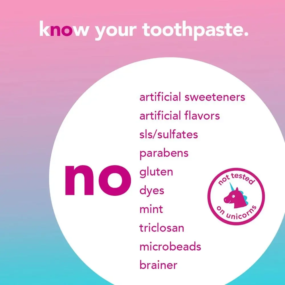 2 PACK + Gift Hello Kids Fluoride Toothpaste, Vegan, Unicorn Sparkle Bubble Gum